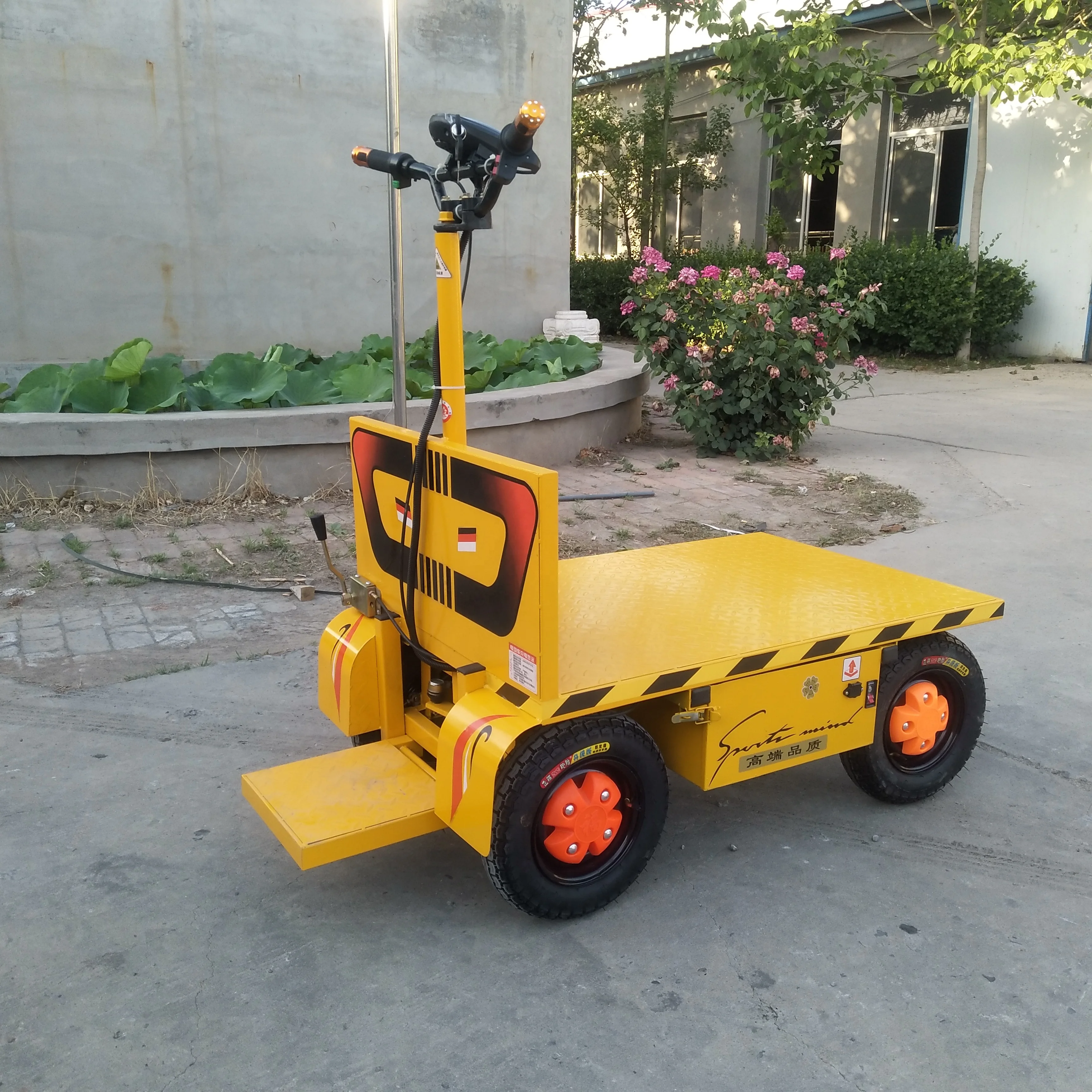 Mobile Warehouse Carrying Handing Electric  Trolley Platform Cart Electric cart with Guardrail