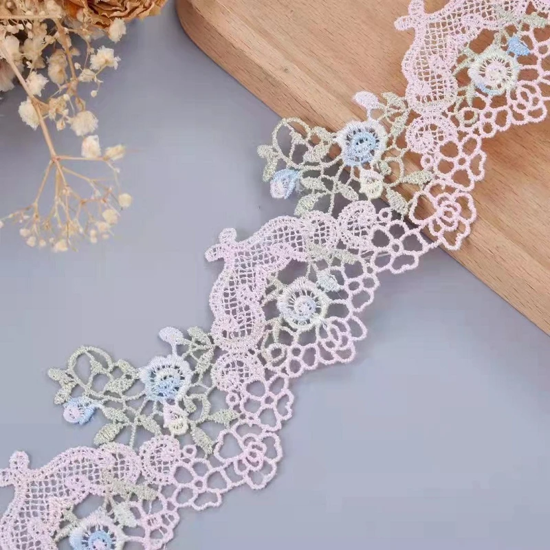 15yds/Lot Exquisite Lace Fabric Polyester Floral Embroidered Lace Ribbon Dress Collar Hemlines Trim Headwear DIY Sewing Decor