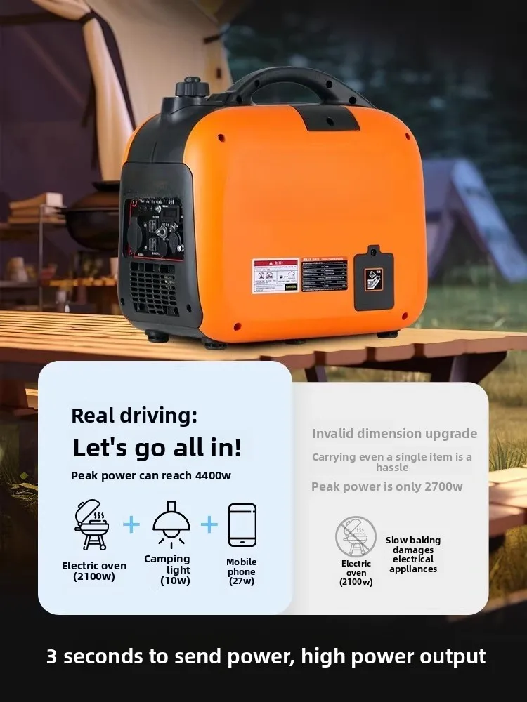 220V Portable Inverter Generator – Quiet Engine Powered, High Output, Compact for Home Backup, Camping, Tailgating & Outdoor Use