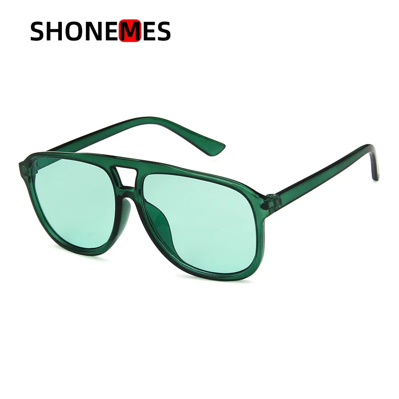 Shonemes Pilot Sunglasses Stylish Double Bridge Shades Big Frame Outdoor UV400 Sun Glasses Candy Green Blue Pink for Men Women
