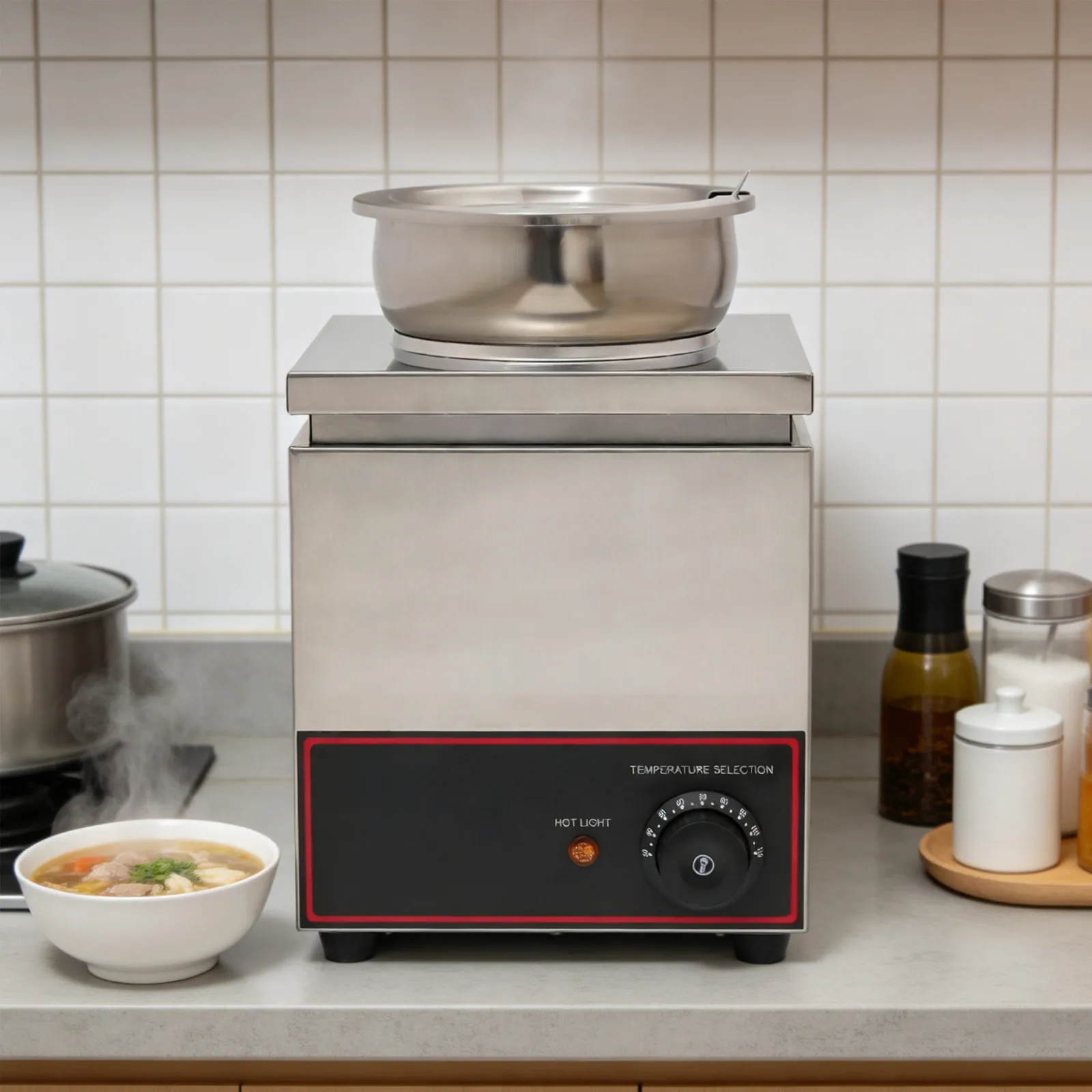 4L Electric Food Warmer 110V, 4.23Qt Stainless Steel Soup Warmer With Adjustable Temp 86-230°F & Lid, Buffet Server for Home Party Hotel, US Plug - view 6