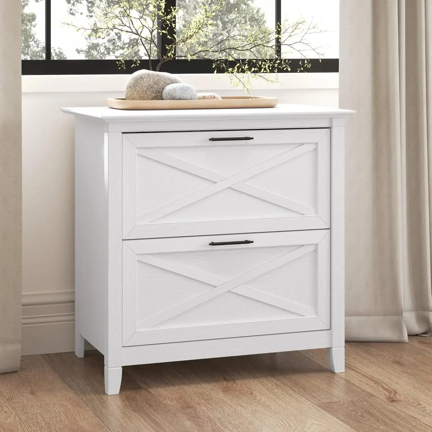 Key West Lateral File Cabinet, Modern Farmhouse 2 Drawer File Cabinet for Home Office