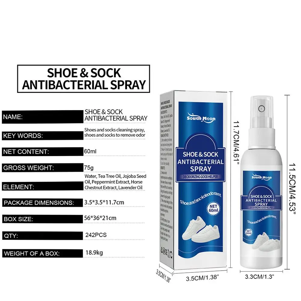 Shoe Socks Odor Removal Spray Foot Odor Shoes Stink Remover Footwear Deodorant Antibacterial Antiperspirant Freshener Feet Care view 6