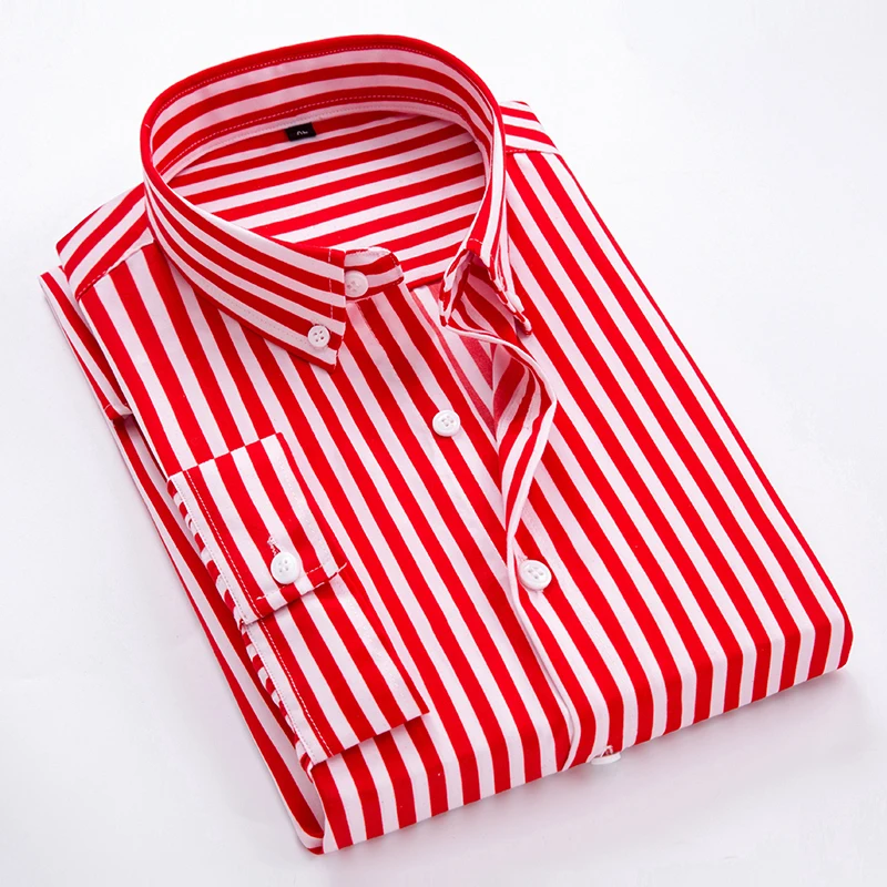 Men\'s Striped Long Sleeved Shirt 2023 Autumn High-quality Fashionable Business Slim Fitting Formal Shirt Winter Thickened Shirt