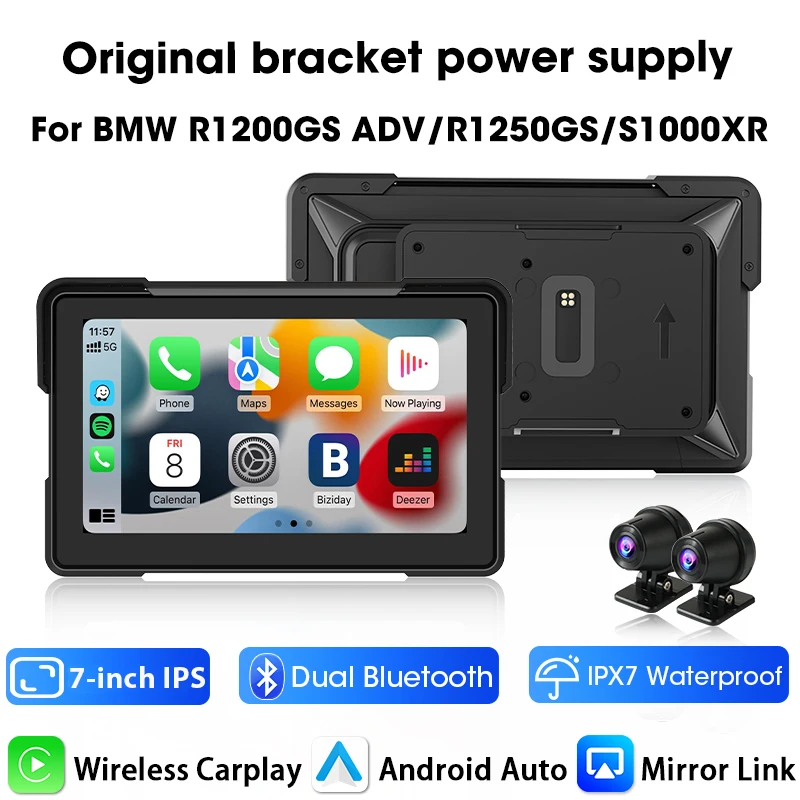 7 "Carplay Scherm Voor BMW R1200GS ADV/R1250GS ADV/S1000XR Motorfiets Navigatie GPS Draadloze Android Auto BT IPX7 Waterdicht
