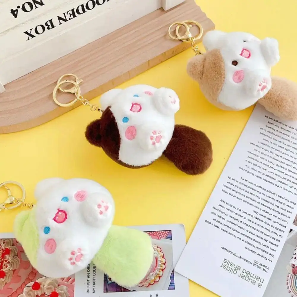 

Plush Plush Cat Keychain PP Cotton Squeaking Squeak Cat Plush Keyring with Sound Random Color Plush Cat Doll Pendant