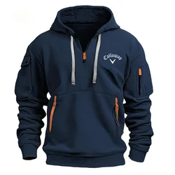 2024 neue Herren lässig Hoodie Herbst und Winter sowie Fleece Tasche Reiß verschluss Hoodie gedruckt losen europäischen Größe Sport mantel