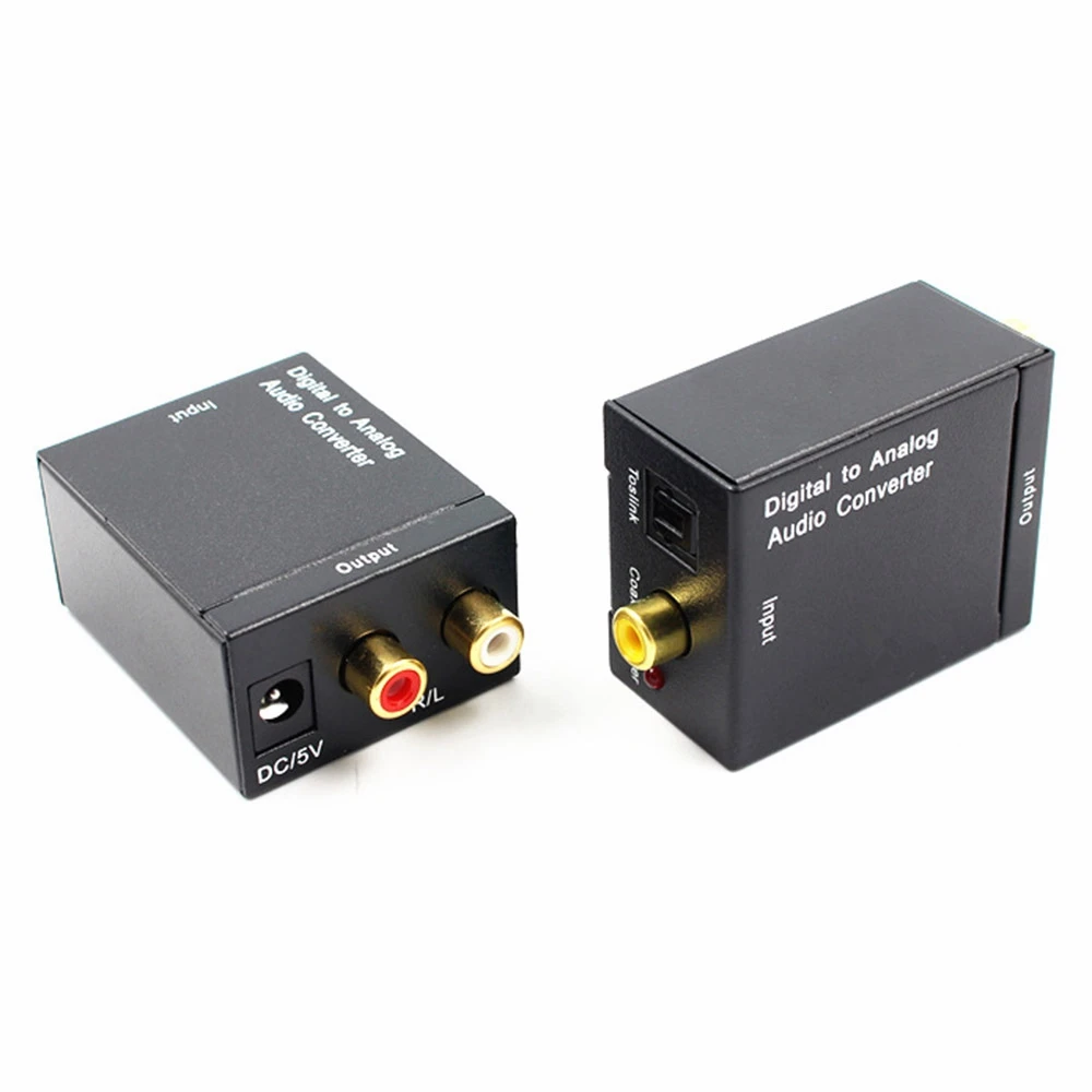 Digital to Analog Converter DAC Digital SPDIF Toslink to Analog Stereo Audio L/R Converter Adapter with Optical Cable