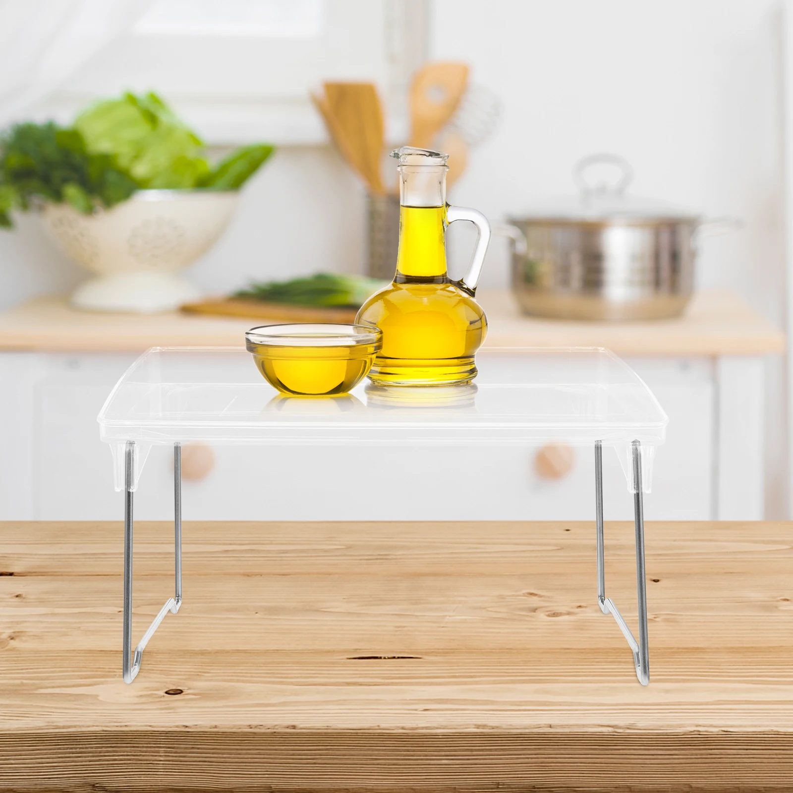 

Transparent Foldable Storage Shelves White Desktop Organizer Rack Student Dormitory Kitchen Bathroom Multi Purpose Locker