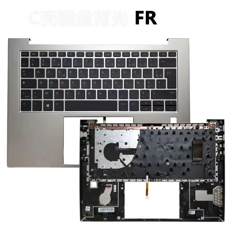 

Silver Color US/UK/FR/LA Palmrest Upper Case With Backlight Backlit Keyboard For HP ELITEBOOK 845 840 G9 G10