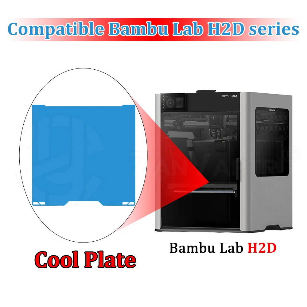 

350x320mm Cold Plate For Bambu Lab H2D Low Temperature No Heat Strong Adhesion Cold Bed Double Sided Print for 3D printer parts