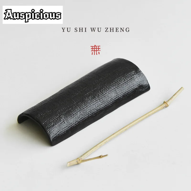 

Japanese Black Lacquer Woven Fabric Burnt Tea Scoop Ancient Tea Leaf Holder Chahe Shovel Awakening Tea Ladle Tea Services Gift