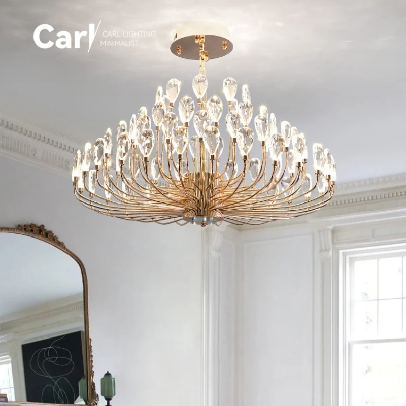 Modern Home Decoration Crystal Chandelier Retro Art Creative Living Room Creative Bedroom Dining Room Led Senior Chandelier