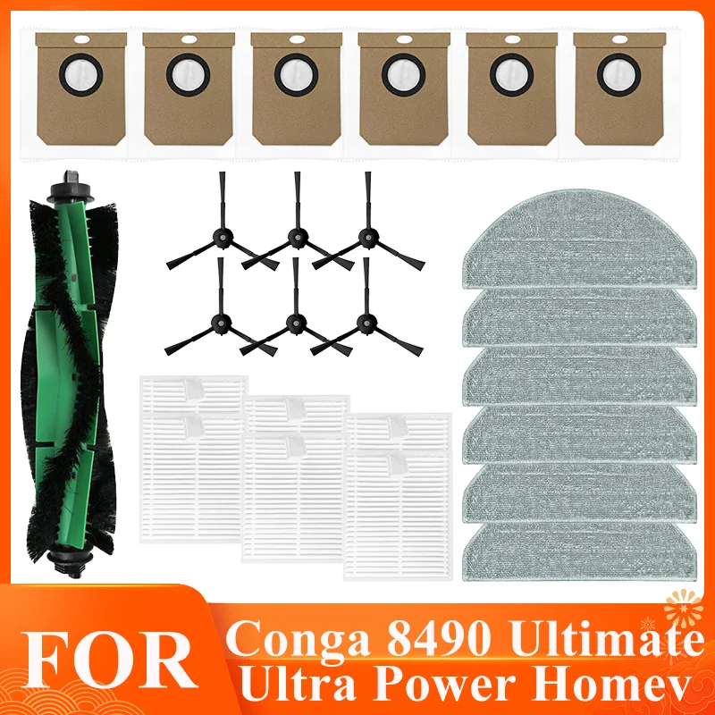 Para cocotec conga 8490 final ultra power casa vácuo principal escova lateral filtro mop panos sacos de pó substituir acessório
