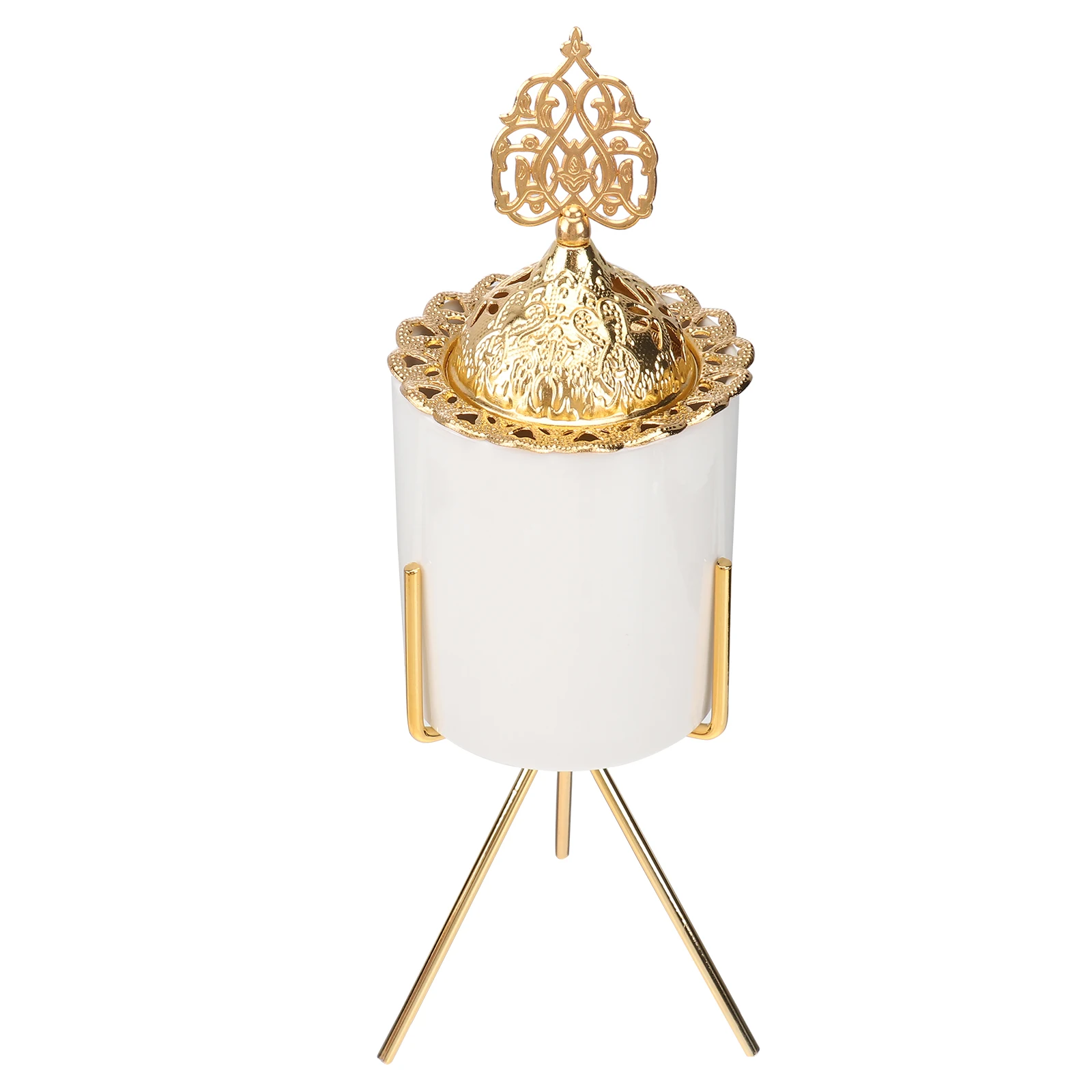 

Golden Incense Burner Metal Ceramic Arab Style Censer Home Decoration S Yoga Meditation Bedroom Study