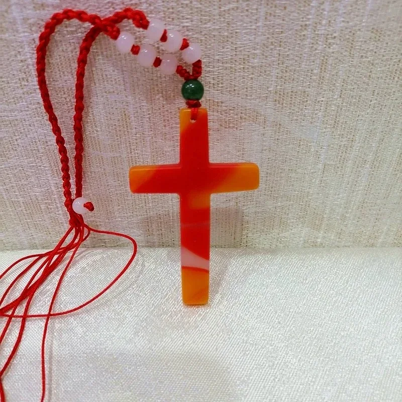 

Natural Red Chicken Blood Stone Hand Carved Cross Pendant Fashion Boutique Jewelry Men's and Women's Necklace Gift Accessories