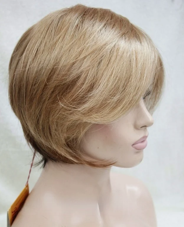 Women Ladies Wig Short Golden Blonde Straight Synthetic Hair Wigs