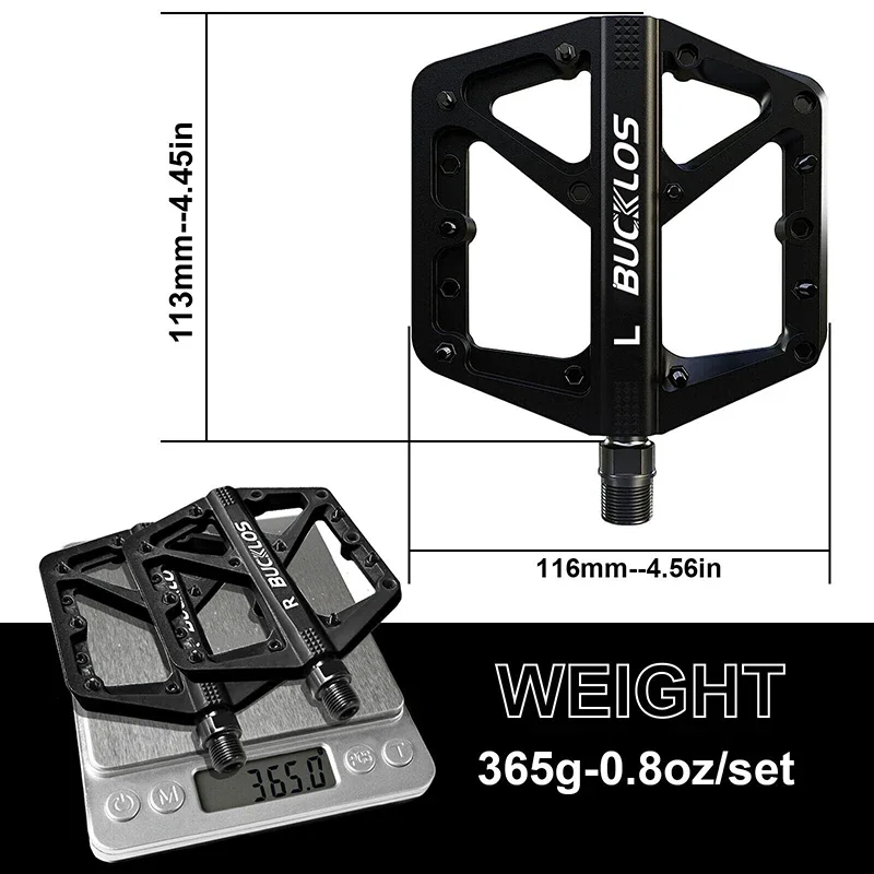 BUCKLOS MTB Bike Pedals Sealed Bearing Mountain Road Bicycle Flat Pedal Platform Ultralight 9 16\'\' Platform Pedals Bicycle Part