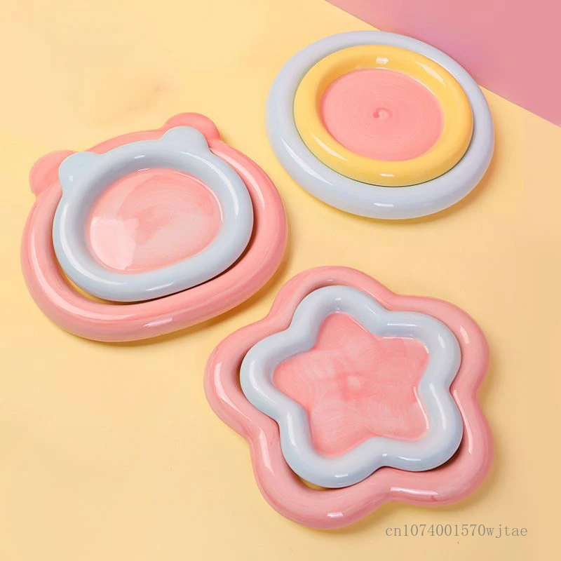 

Ceramic bowl for dog and cat, creative, cute, circular, Pentagram, cat shaped, large, diameter 15/20cm, pet supplies, 1pc
