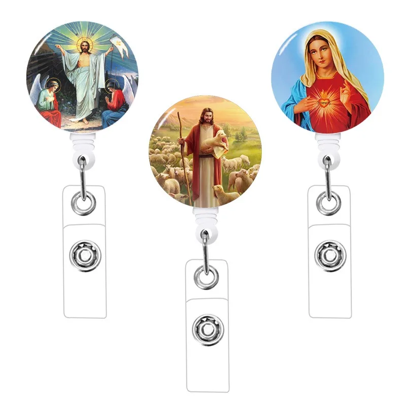 Adjustable And Easy To Pull Buckle Rotating Back Clip Virgin And Jesus Flat Expandable Buckle ID Card Sleeve Clip New