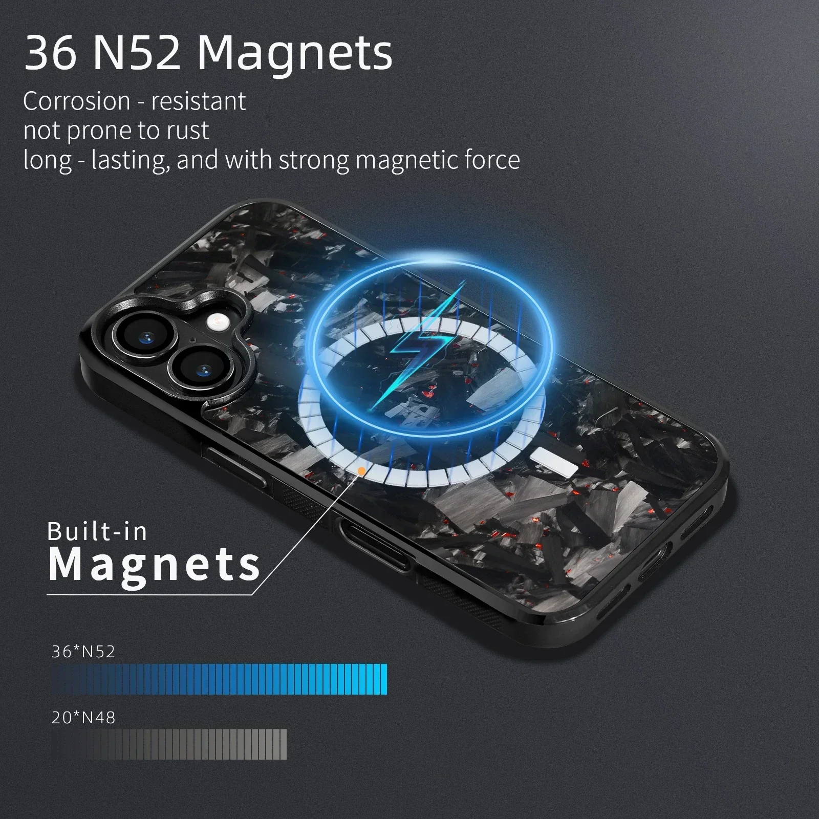 

Чехол из 100% магнитного углеродного волокна высшего качества для IPhone 12, 13, 14, 15, 16, 17 Pro Max Plus 6,1, 6,7 дюйма