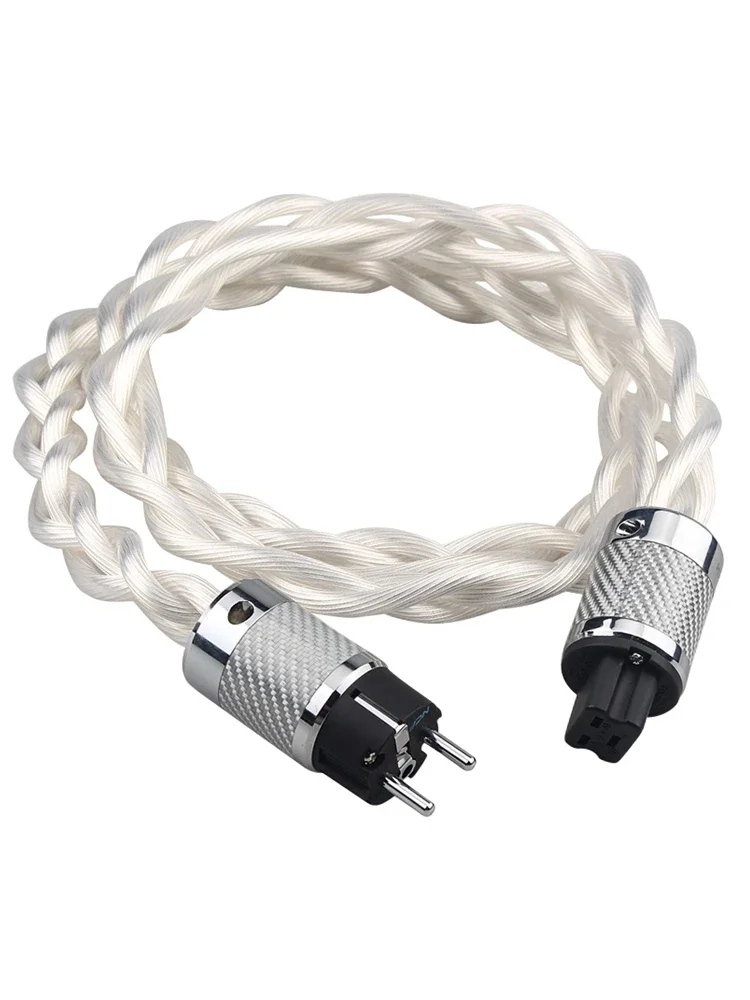 5N OCC Verzilverd HiFi Audio Voedingskabel C19 20A IEC Plug Staart Audiofiele AU/US/EU Plug netsnoer - afbeelding 2