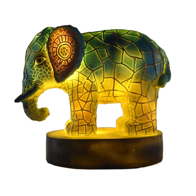 

Animal Table Lamp Dyed Resin Elephant Lamp Desktop Night Light Table Night Light,3D Stained Animal Night Light Lamp-A42I
