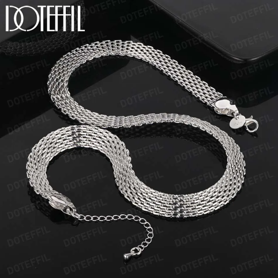 DOTEFFIL Hot Creativity Net Chain Necklaces 10mm 925 Sterling Silver for Women Fashion Designer Party Wedding Jewelry Gift