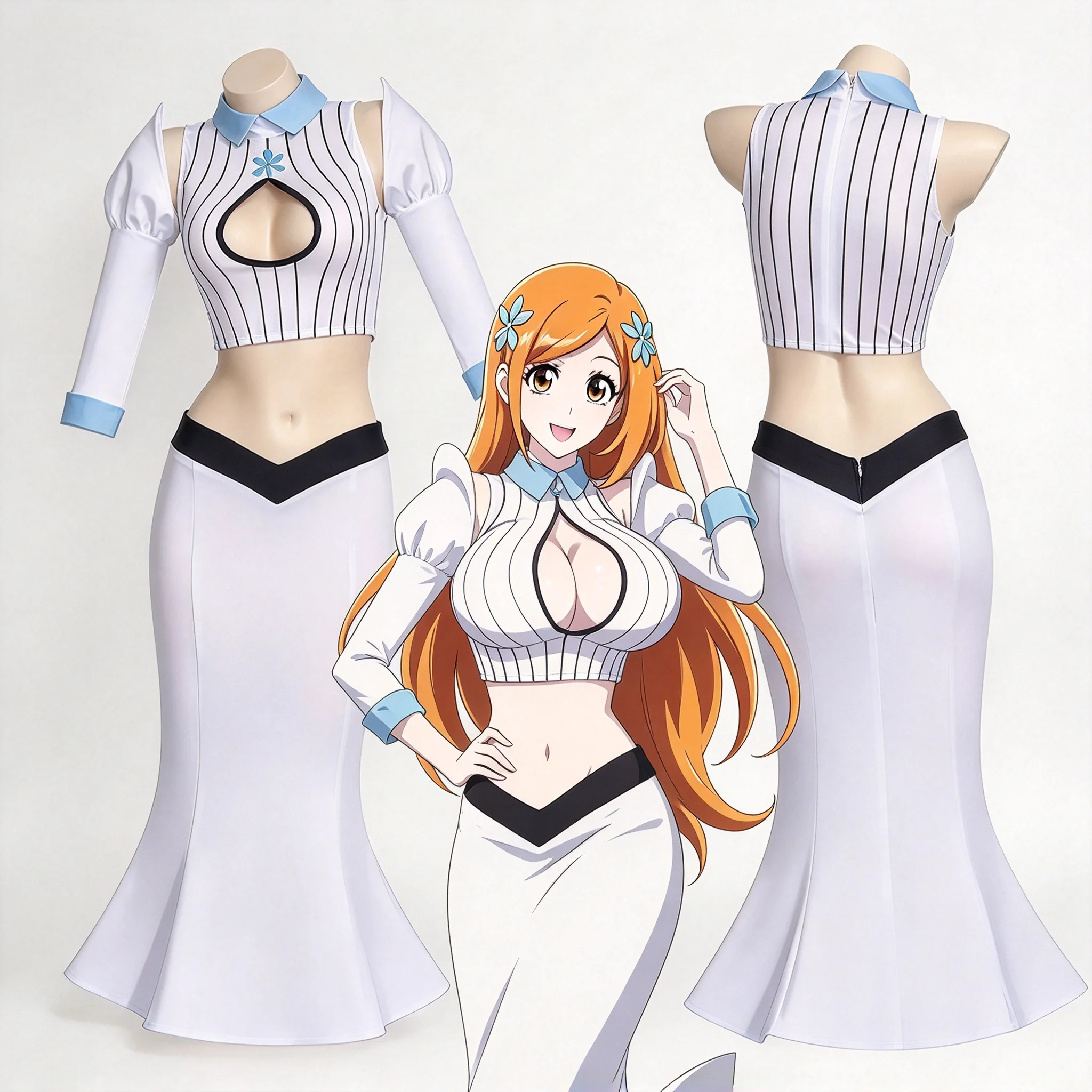 Anime Bleach Orihime Inoue Cosplay Costume Women White Mermaid Skirt Outfit Halloween Carnival Party Fancy Dress Cos Suit