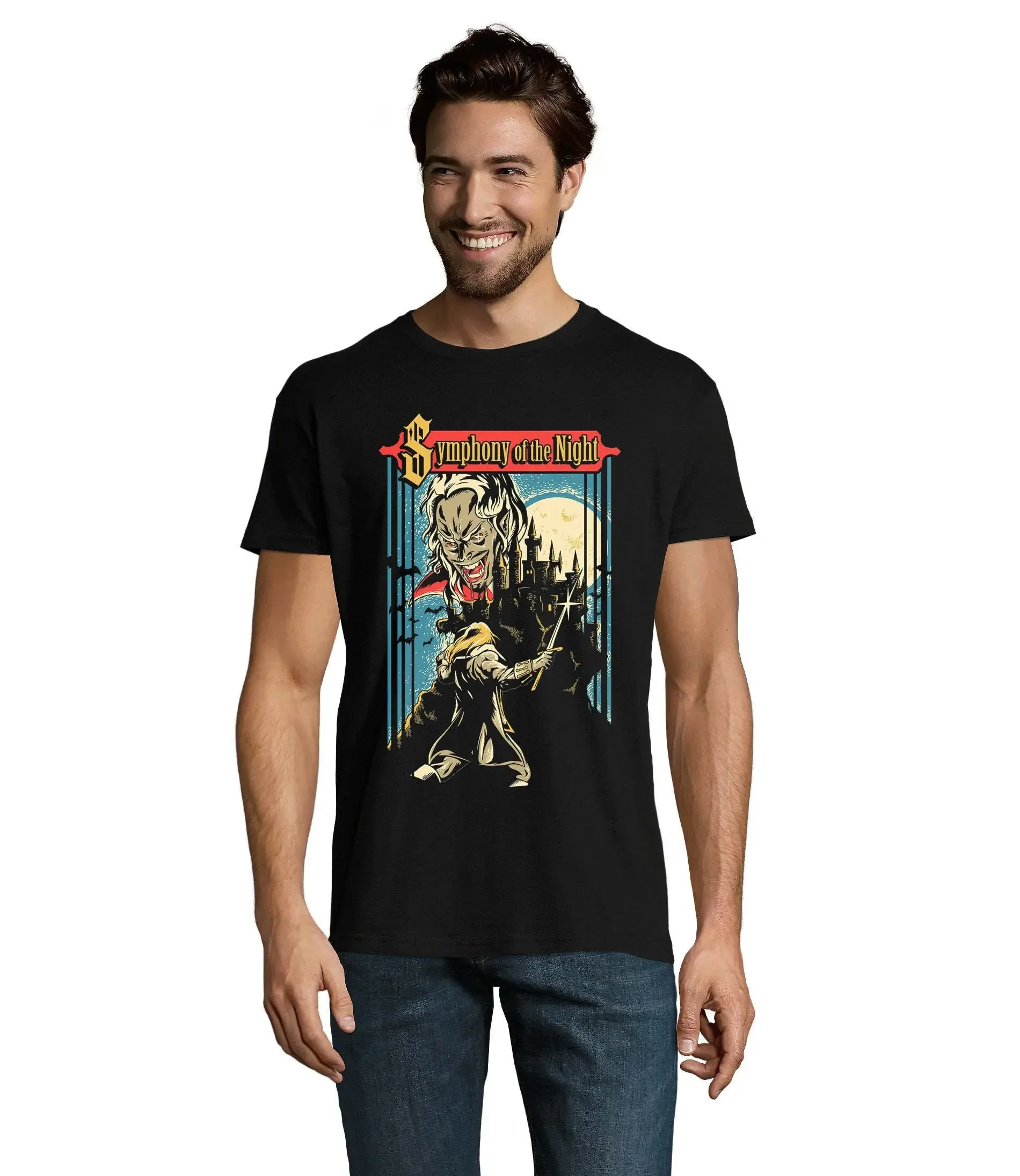 Symphony Of The Night Retro Styled Poster Men'S Cotton T Shirt