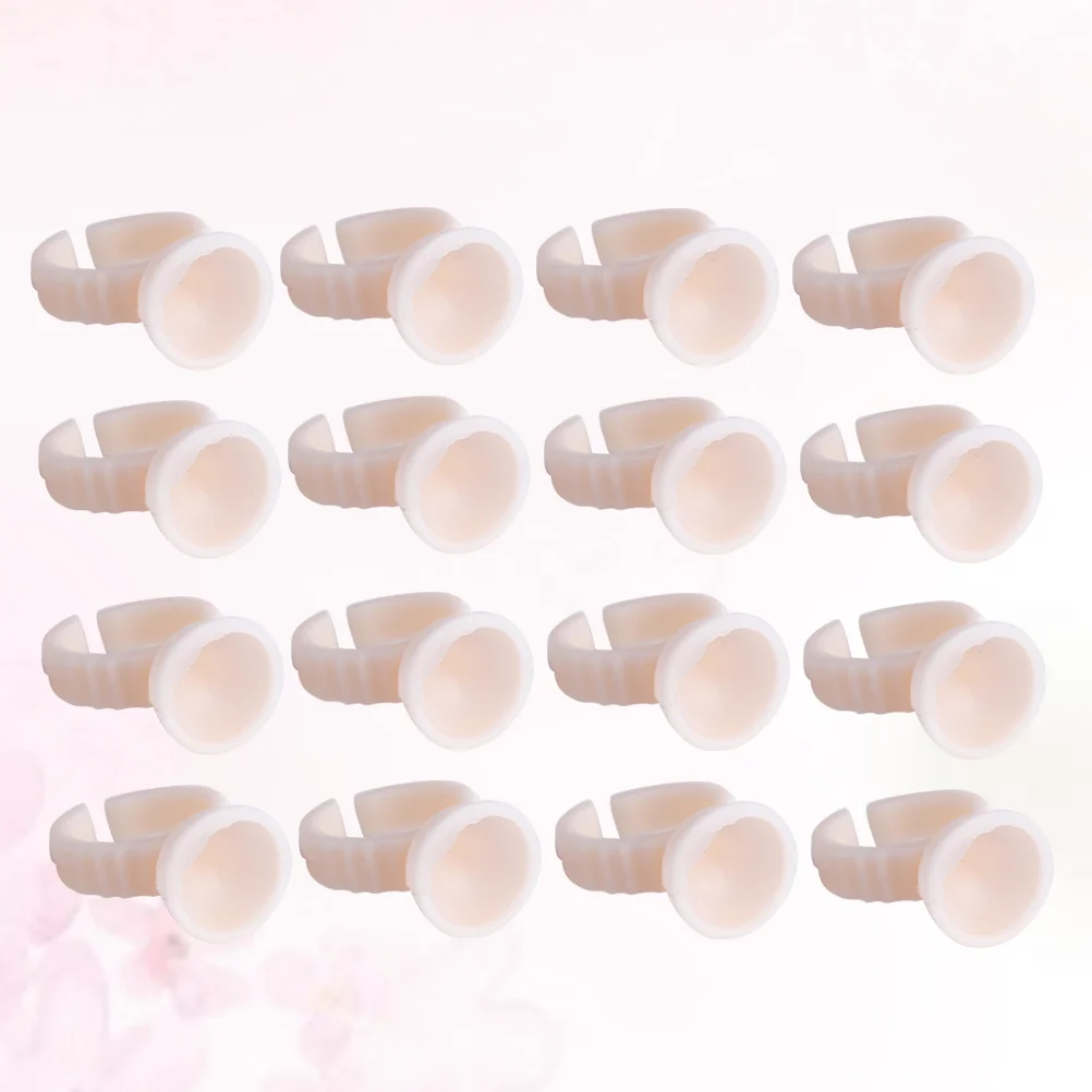 

100 Pcs Ring Pigment Glue Holder Eyebrow Tattooing Cup Lip Gloss Color Silicone Ink