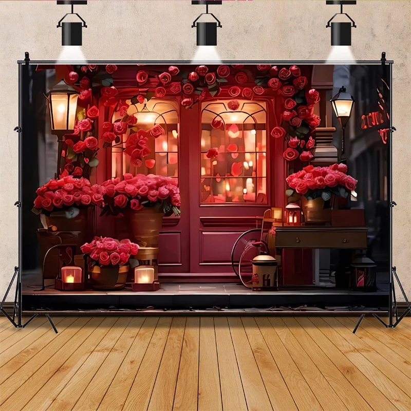 Dia dos Namorados Fundo Cortina, Rosa Vermelha, Casamento do amor, Noiva Pre Wedding Party, Fotografia Dia das Mães, Cenário Adereços, VV-57