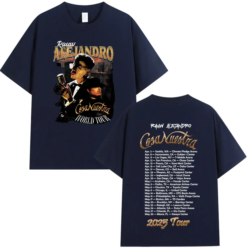 Custom Singer Rauw Alejandro Cosa Nuestra 2025 Tour T-shirt Men Women Vintage Short Sleeve T Shirt Cotton Casual Oversized T-Shi