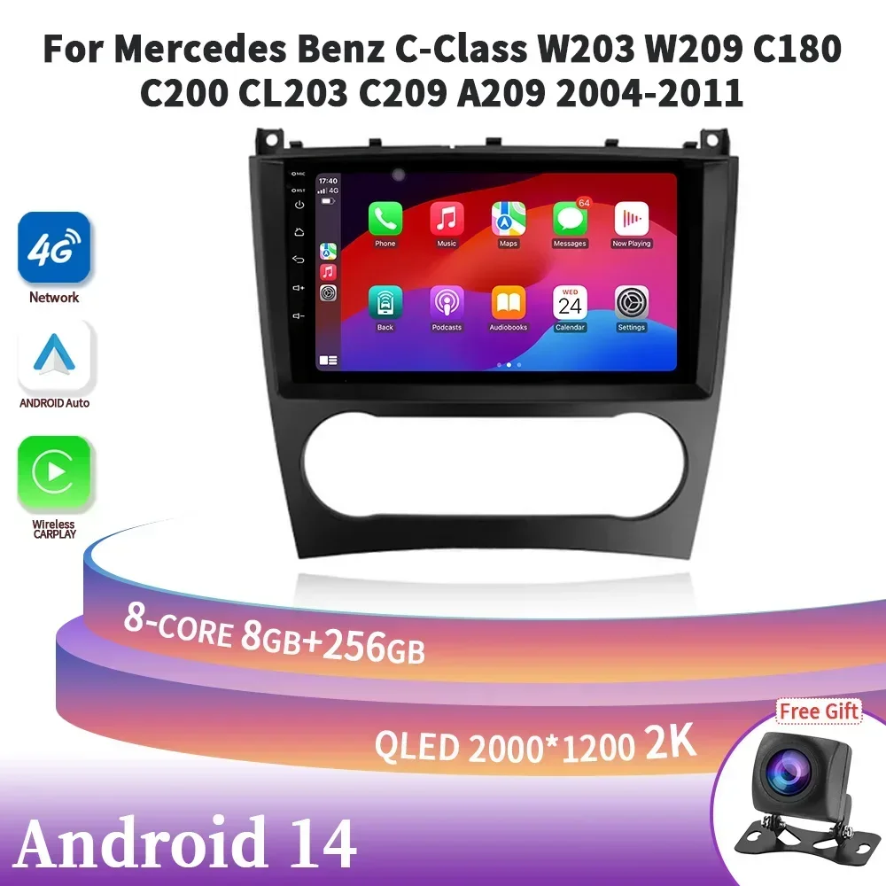 Wireless Carplay Android For Mercedes Benz C-Class C Class W203 W209 C180 C200 CL203 C209 A209 2004-2011 Multimedia Navigation