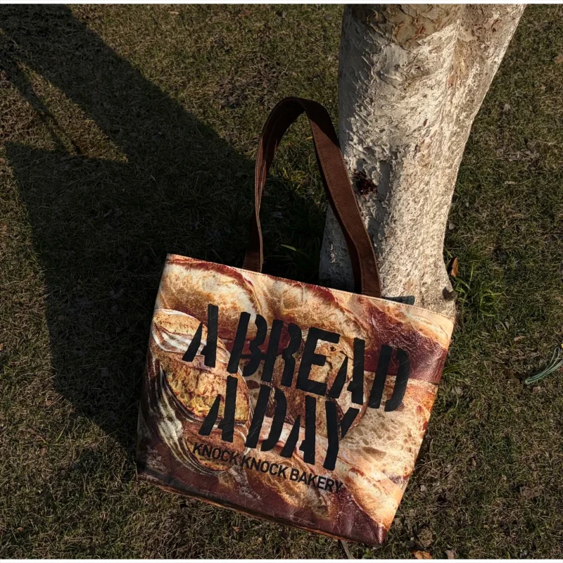 Reversible PVC-Schultertasche mit beidseitigem Druck, Retro-Denim-Print, wasserdichte Einkaufstasche mit großer Kapazität, leichte Einkaufstasche – Detail 4