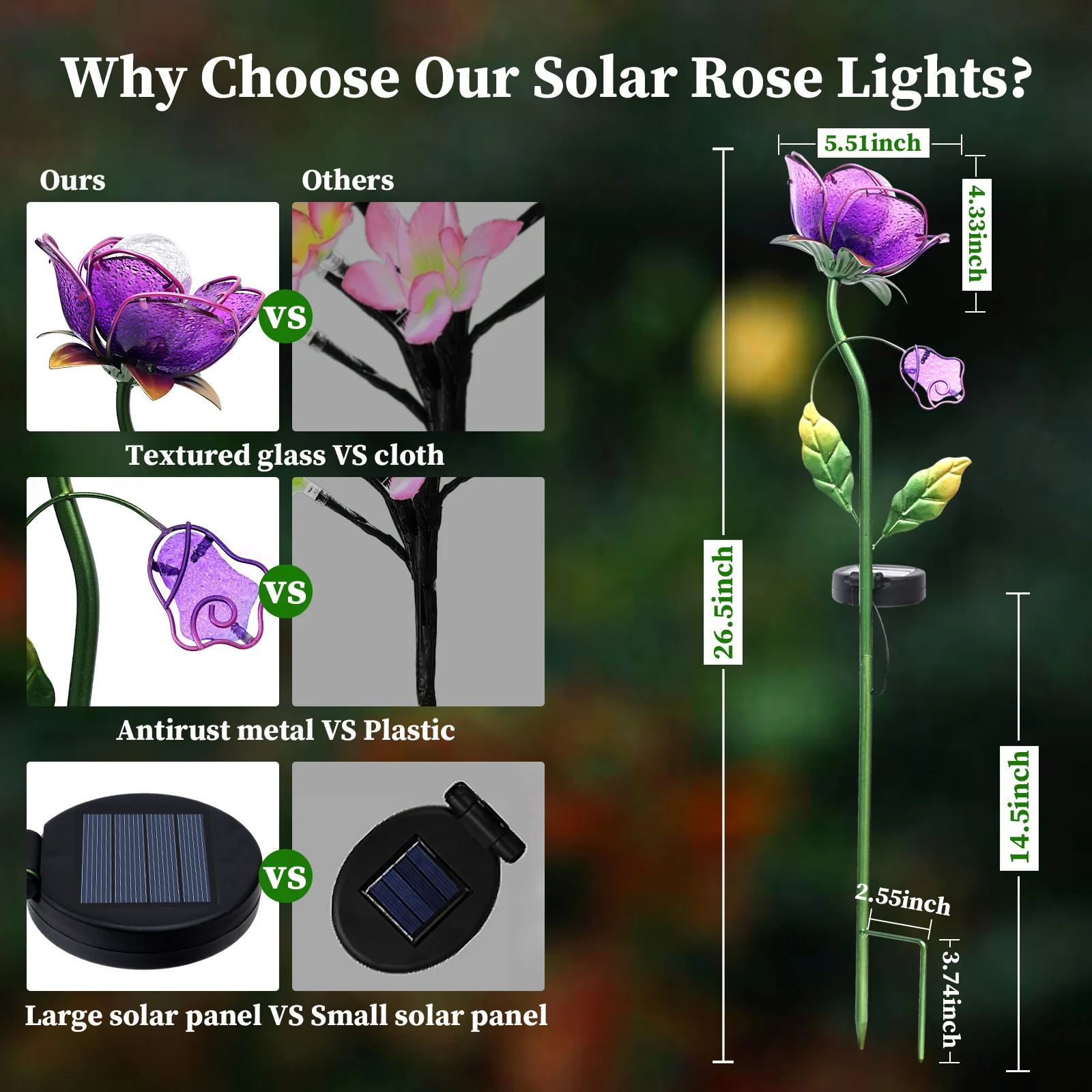 Solar Lights Outdoor Solar LED Lights for Outdoor Garden Decoration Flower Light Lawn Garden Lighting Purple Blue  Red Flower