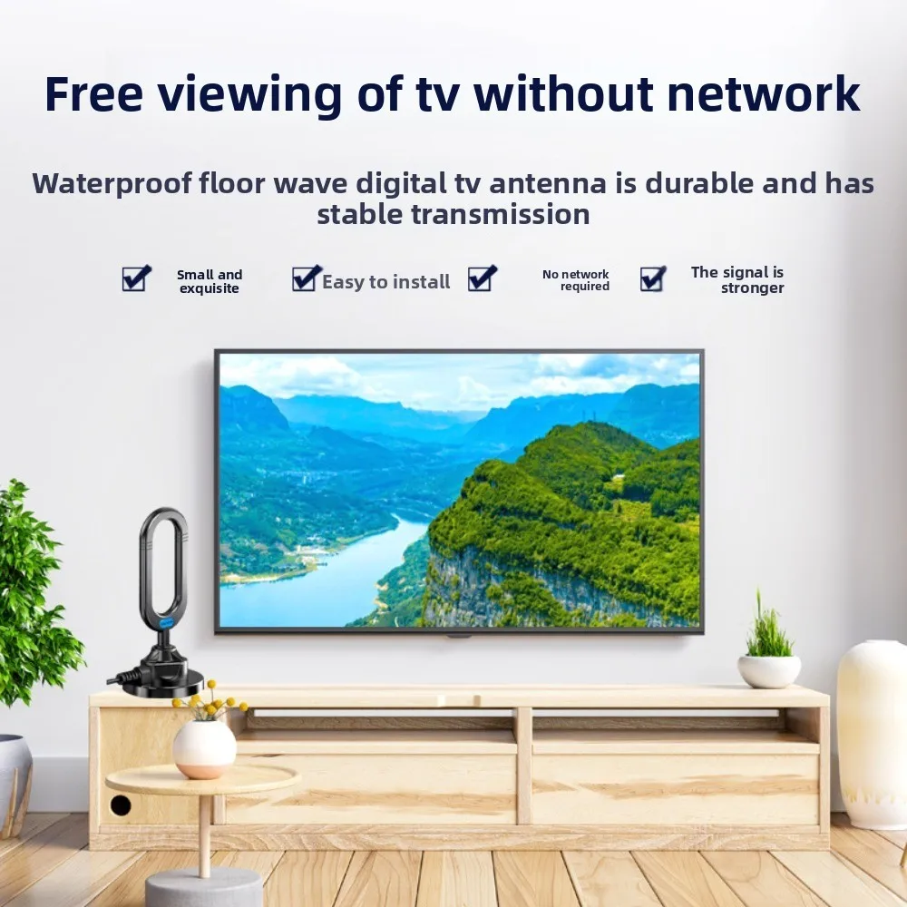 هوائي تلفزيون DTMB داخلي لجميع التلفزيونات الذكية لفترة طويلة المدى والرقمية عالية الدقة مع إشارة مكبر للصوت للقنوات المحلية يدعم 4K 1080P