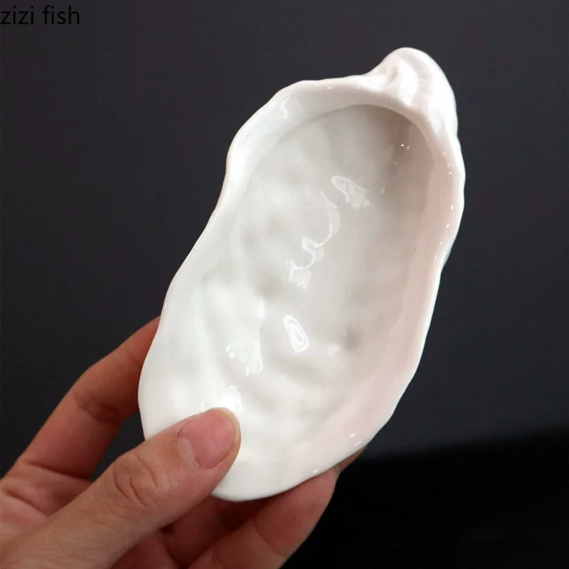 Oyster Shaped Ceramic Plate Dinner Plate Restaurant Tableware Snack Plates Dessert Bowl Dim Sum Dish Condiment Dish Tray Bowl