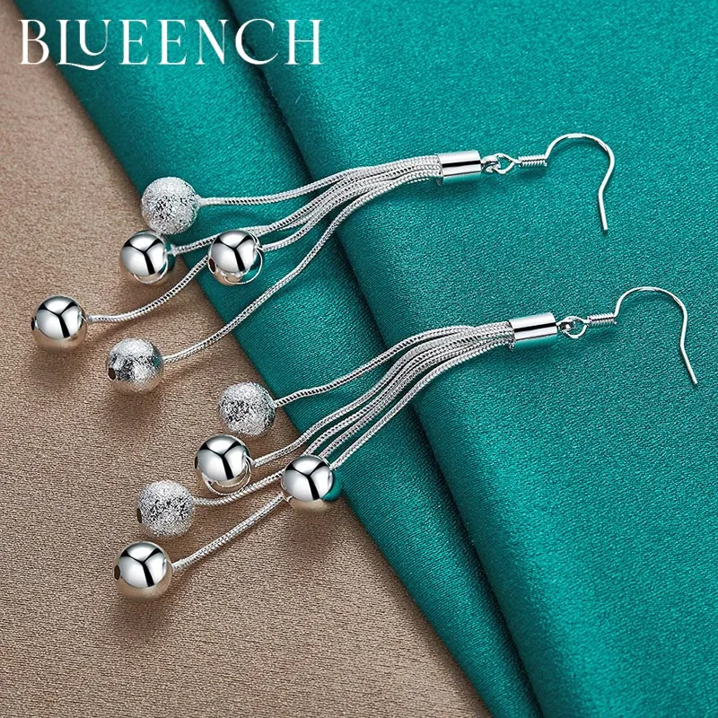 Blueench 925 Sterling Silver Tassel Grape Drop Earrings for Women's Engagement Party Personality Fashion High Jewelry