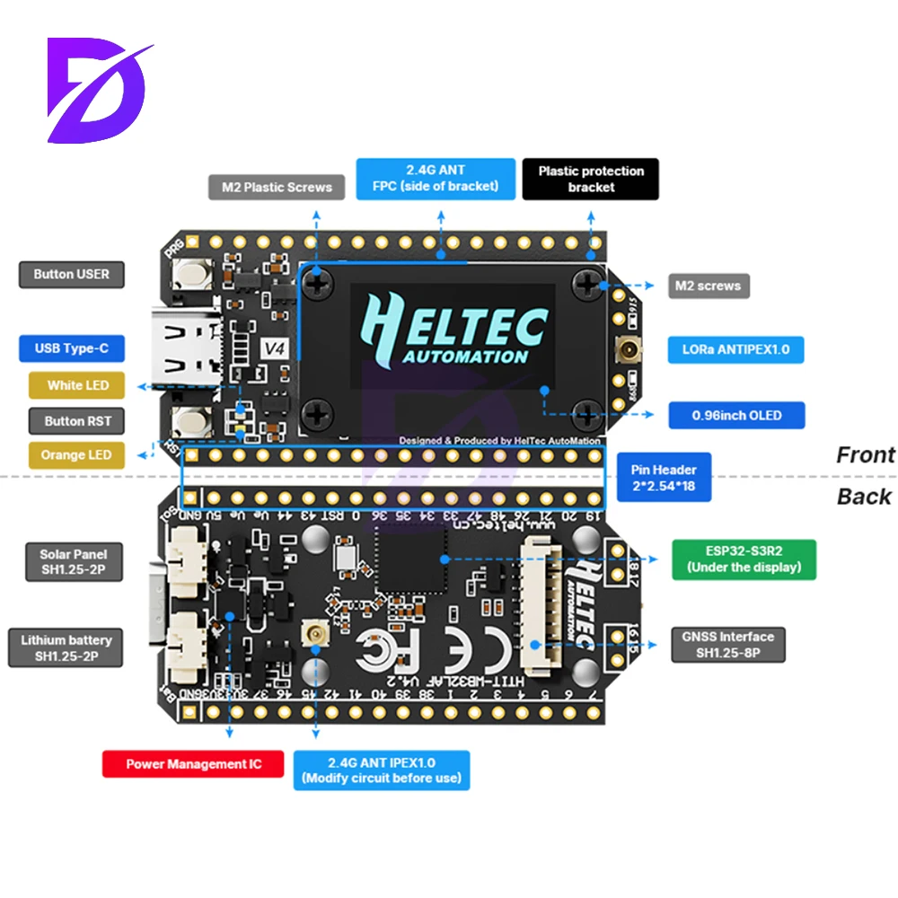 WIFI Lora32 V4 Esp32 BT لوحة تطوير Wifi 0.96 بوصة شاشة OLED ESP32-S3R2 لوحة تطوير إنترنت الأشياء منخفضة الطاقة واجهة من النوع C #6