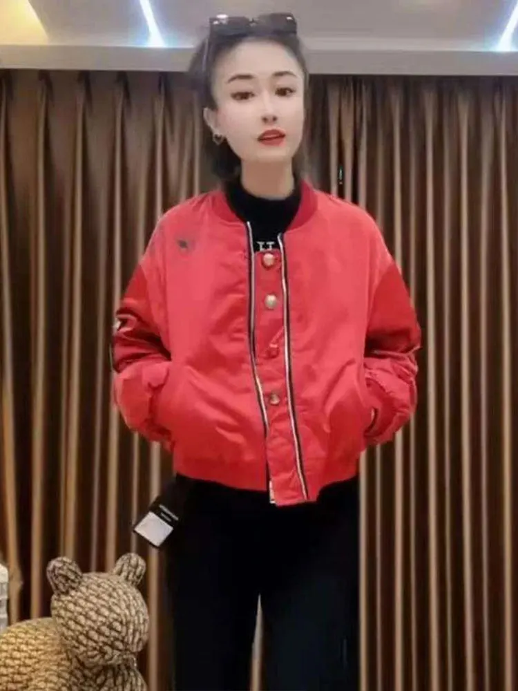 カラー ブロ オルト ジェット レディース 春秋 2025 新作 スレ ベースボールコート ジッパー開閉 ルーズフィット 軽量 アウター