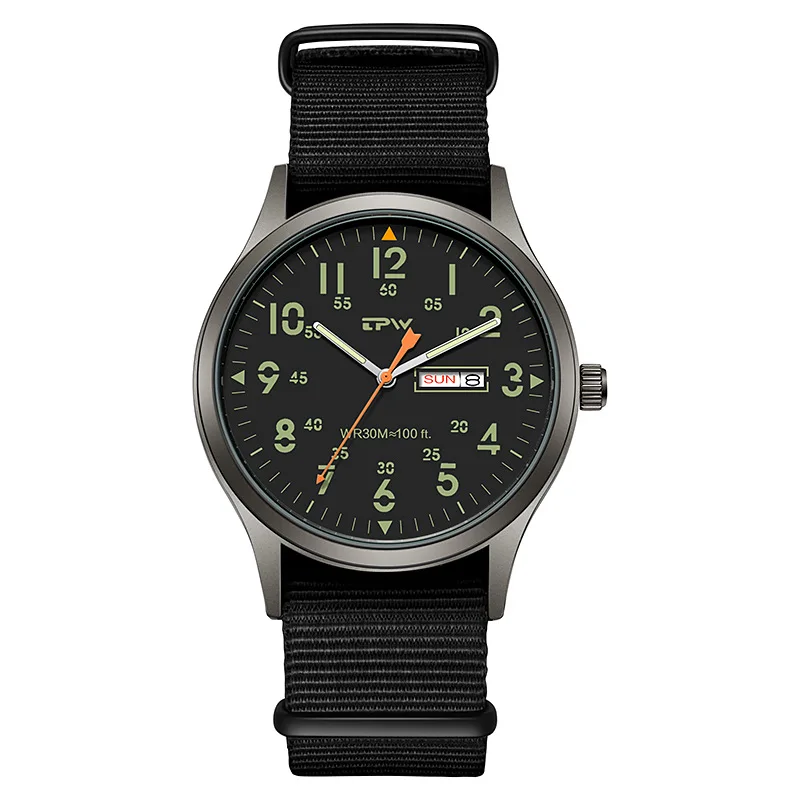 2026 Army Green Military Quartz Watch for Men Waterproof Nylon Strap with Double Calendar And Luminous Feature for Outdoor Sport
