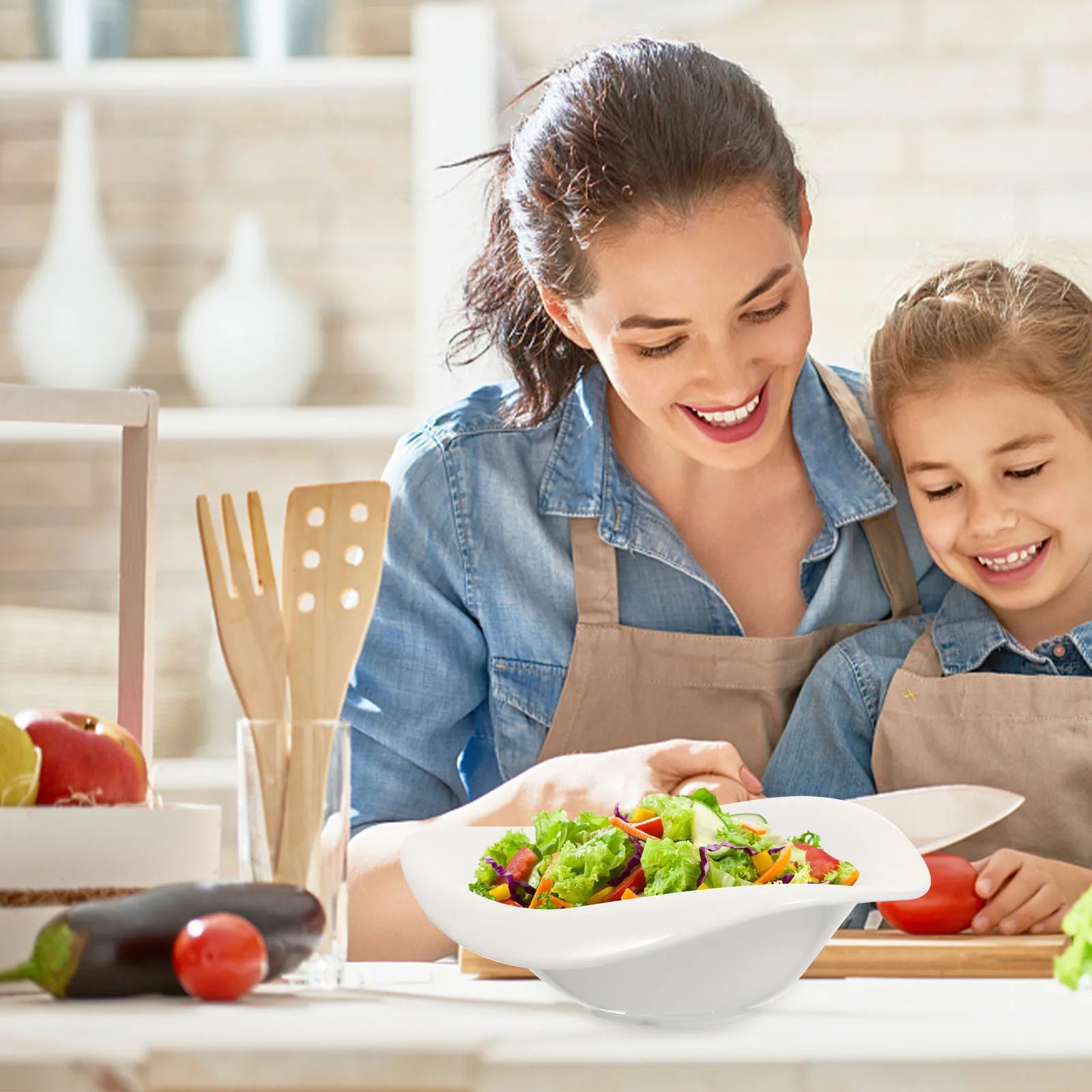 

Special-Shaped Ceramic Salad Bowl Creative Design Flat Bottom for Household Restaurant Food Serving Salad Bowl