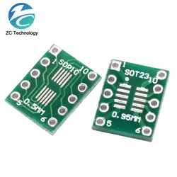 어댑터 플레이트 SMD-DIP10 핀보드 UNAX 0.5mm 0.95mm-2.54mm PCB, SOT23 MSOP10 SOT-23, 100 개