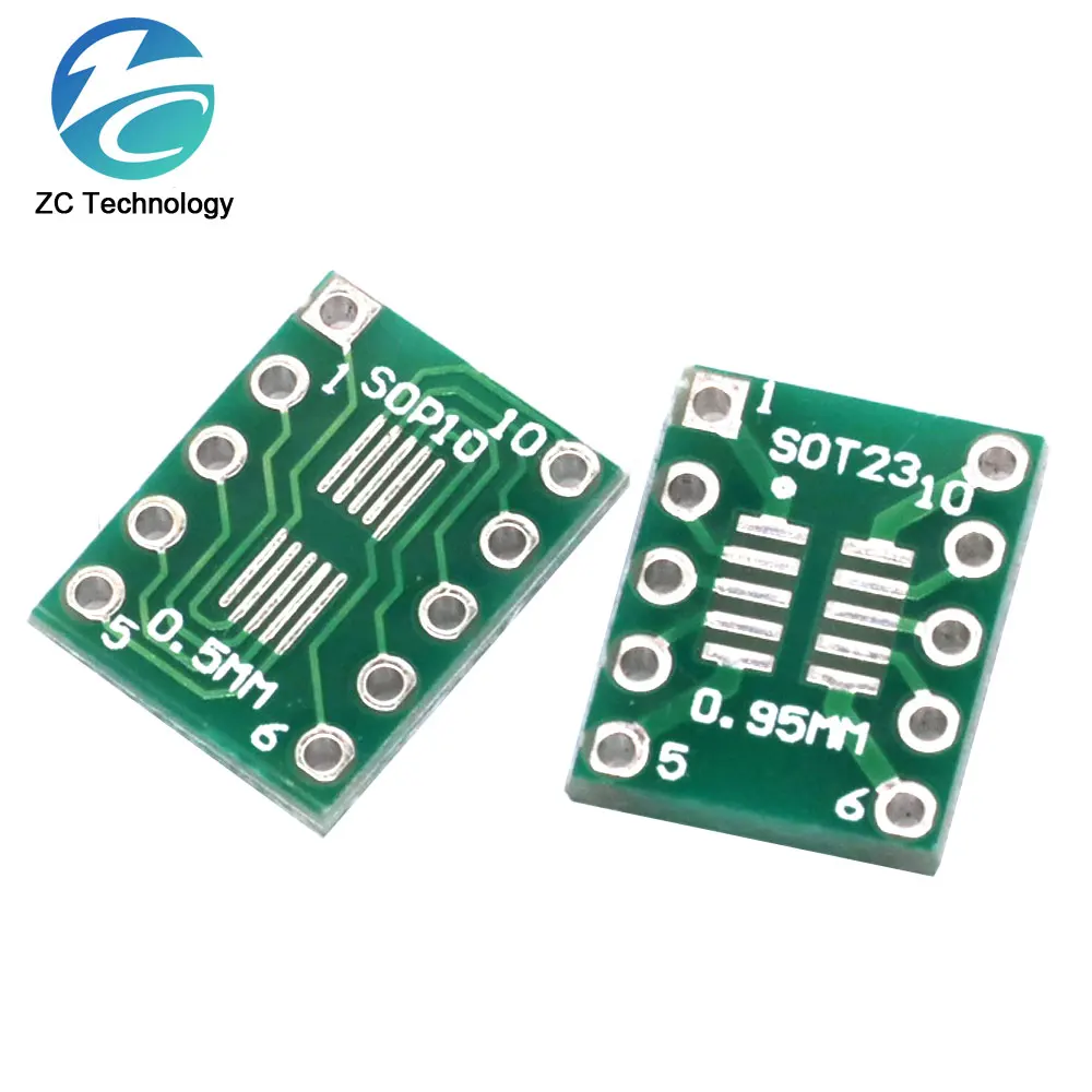 100 sztuk/SOT23 MSOP10 SOT-23 płyta adaptera SMD do DIP10 Pinboard UNAX 0.5mm/0.95mm do 2.54mm PCB