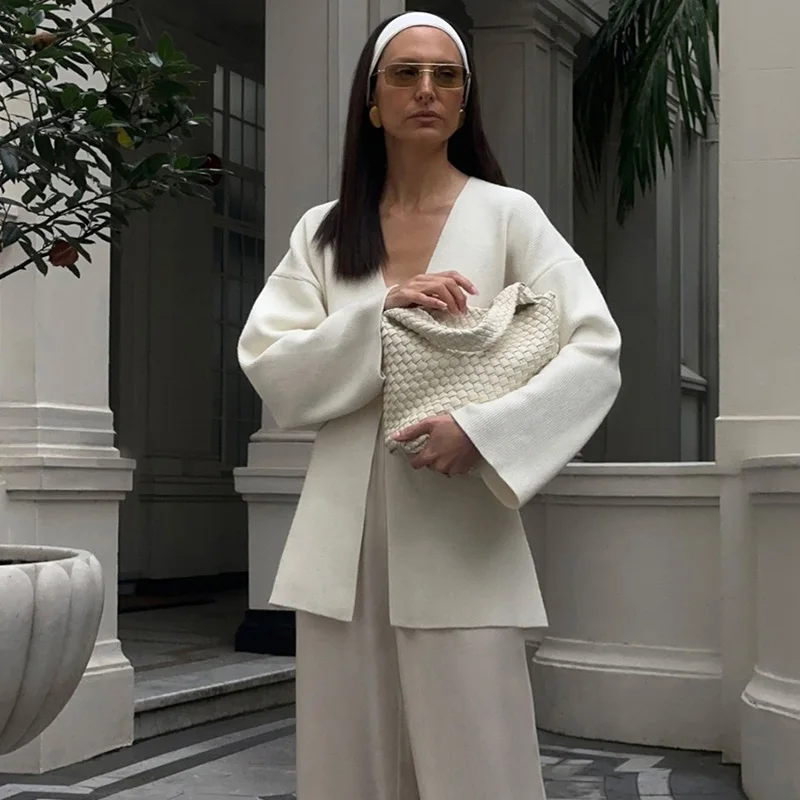 Trendix V-hals Truien Vest Top Vrouwen Herfst Casual Witte Patchwork Knop Trui 2025, Winter Bandage Slanke Truien Tops