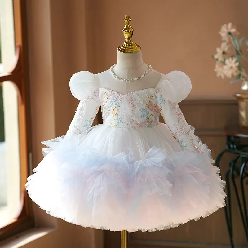 

New Sequin Kids Dress for Girls Wedding Dress Princess Short sleeves Party Pageant Formal Gown For Teen Children Dress