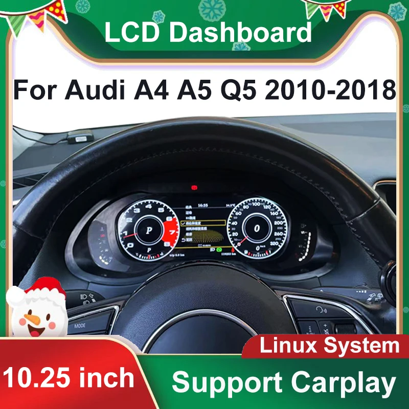 LCD Digital Dashboard For Audi A4L A4 A5 Q5 SQ5 S4 RS4 S5 RS5 2008-2018 Virtual Panel Instrument Cluster Cockpit Speedometer