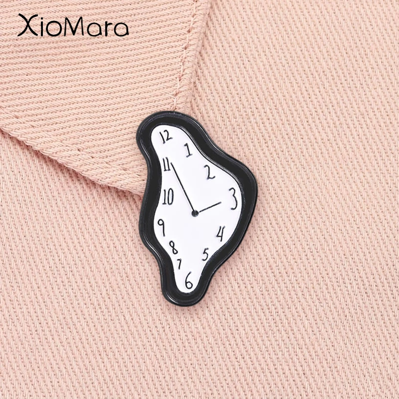 

Melting Clock Enamel Pin Salvador Dali Surrealist Art The Persistence of Memory Brooch Lapel Badge Jewelry Gift for Friends