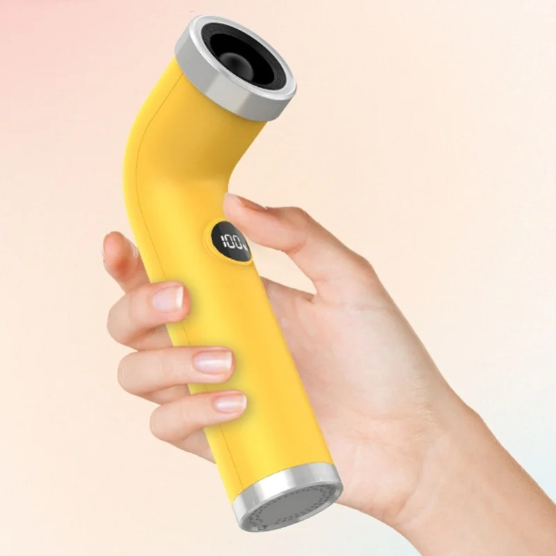 Digital Display Handheld Fan 100 Speeds Bladeless 3000mAh Battery Yellow Portable For Outdoor Activities Travel
